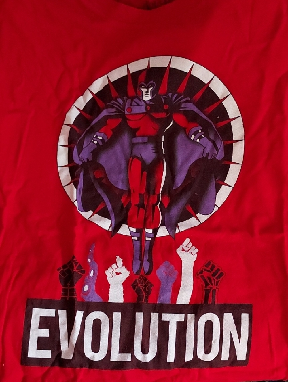 Red Graphic Short Sleeve Tee with Magneto Evolution Print X MEN